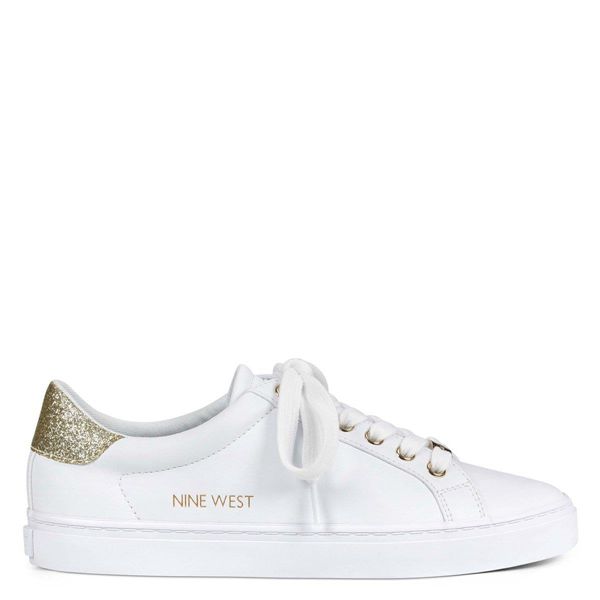 Nine West Best Casual White Gold Sneakers | South Africa 63S88-2X76